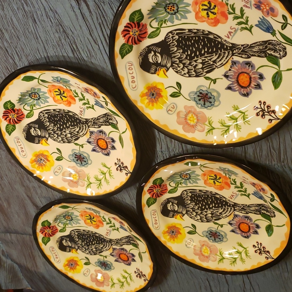 COPY - Four Rare Anthro bird plates Coucou